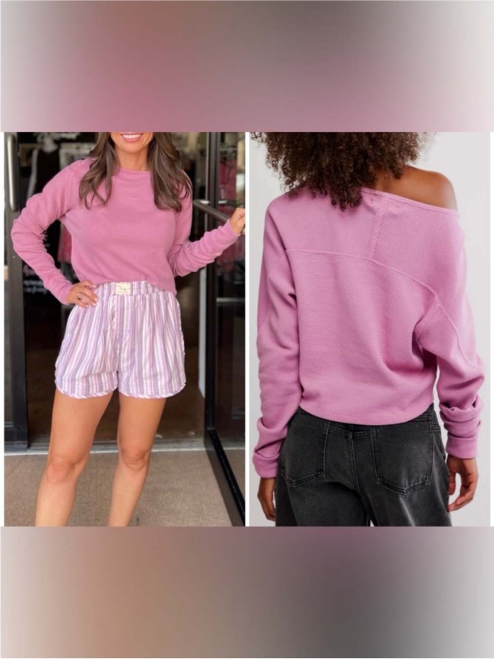 NWOT Free People We The Free Jess Long Sleeve - orchid combo - XL
